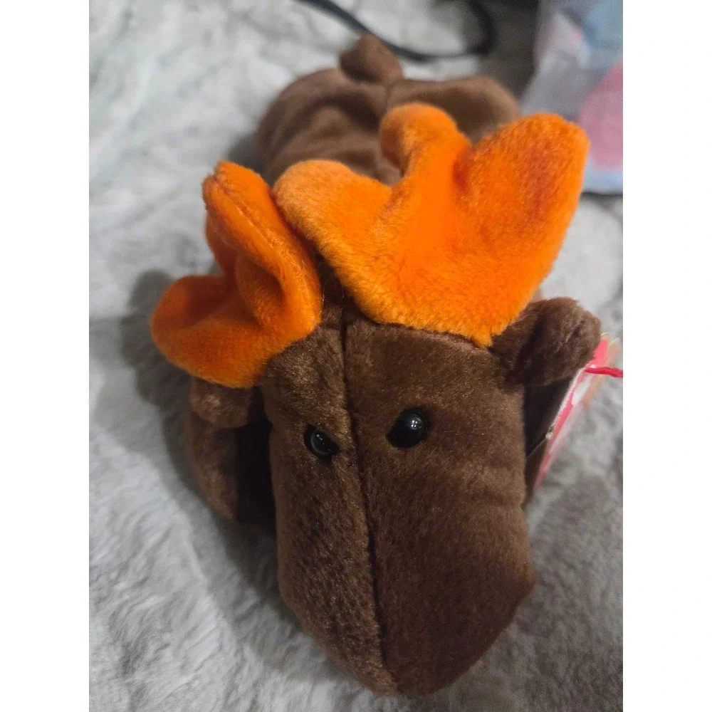Ty Beanie Baby Chocolate the Moose Brown Orange Antlers Vintage Plush Toy‎ 1993